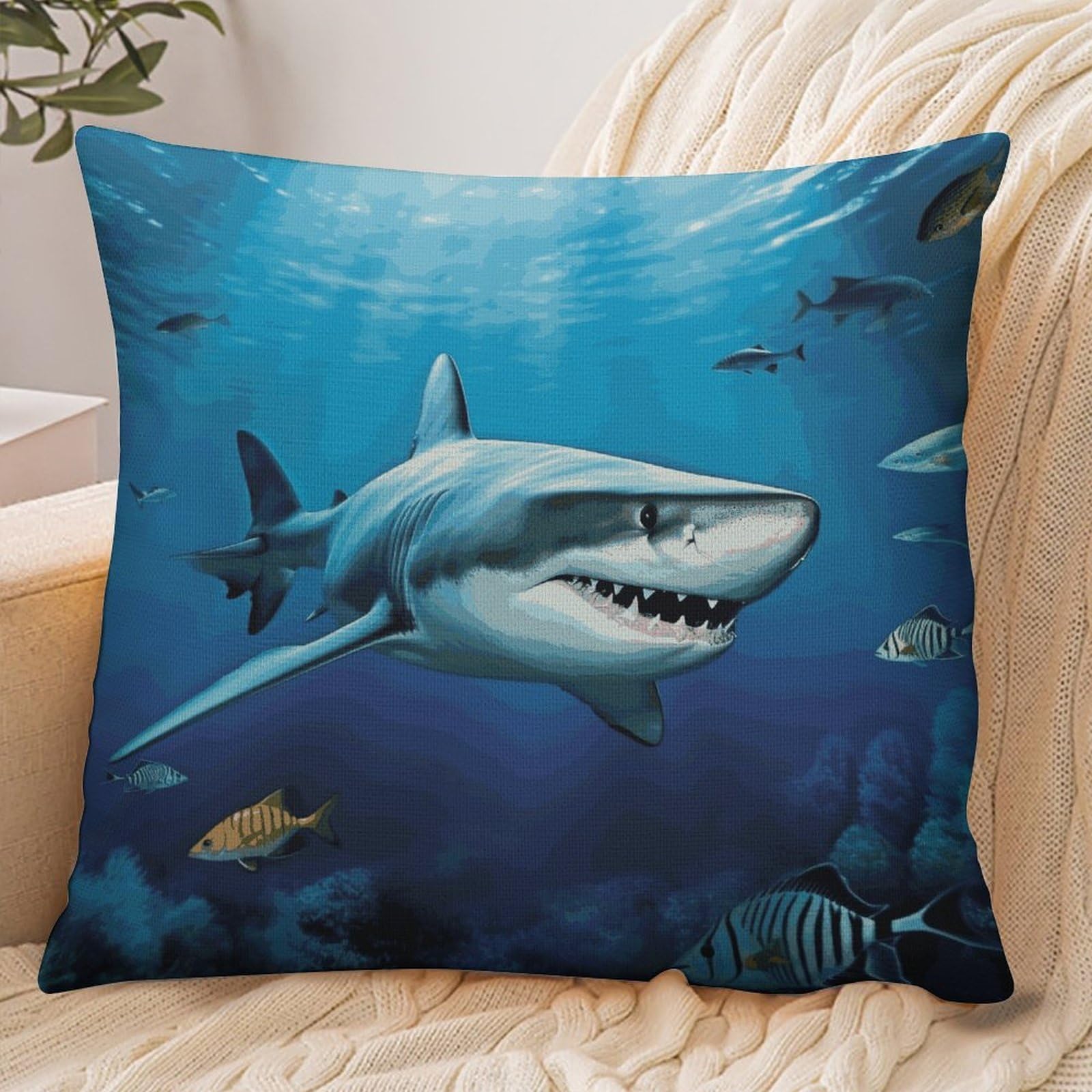 Fekiloot Style Great White Fish Pillowcase Pillow Sham Pillow Case