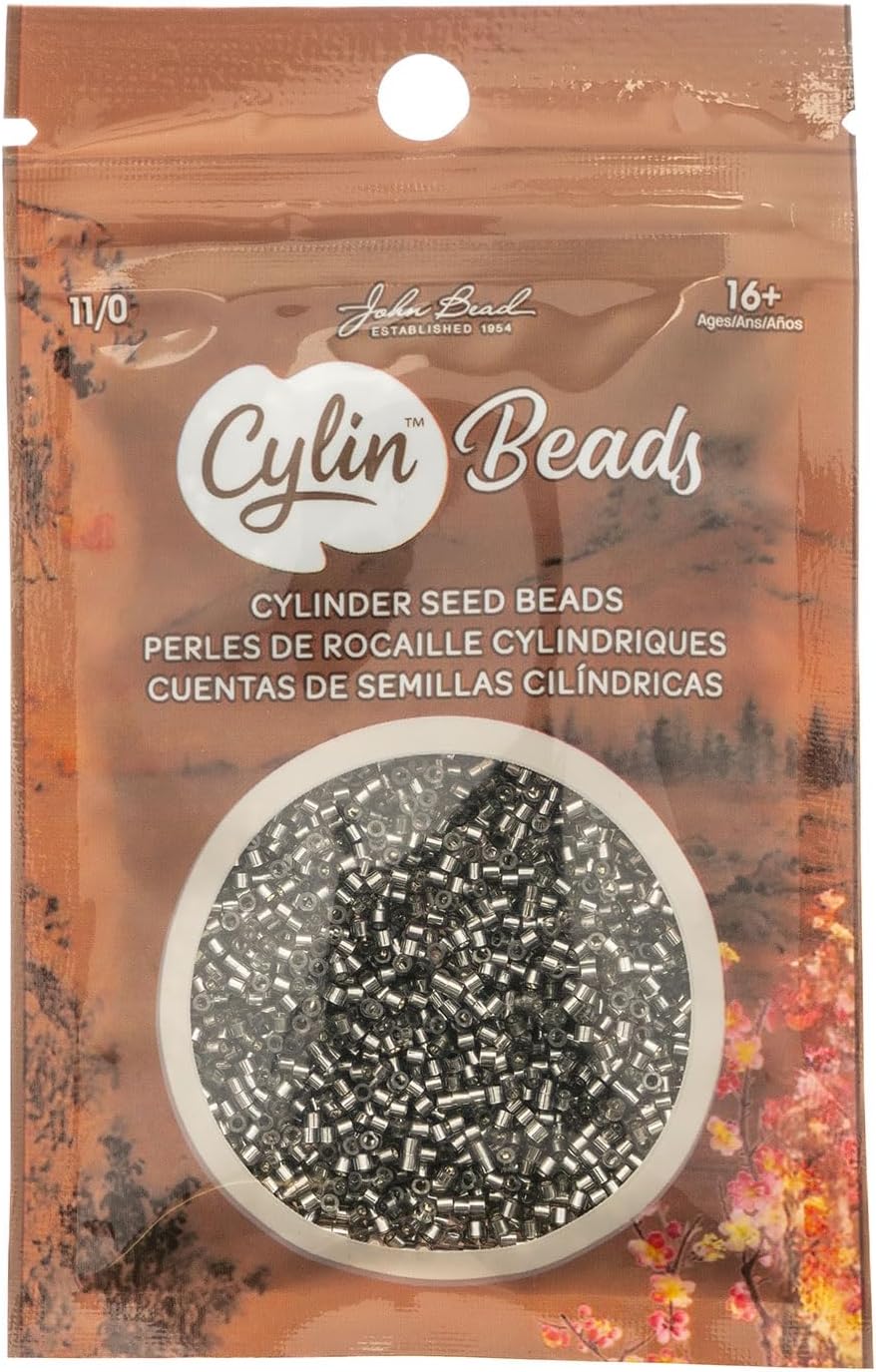 John Bead 25g Cylin Beads Grey Silver Lined 11/0 Glass Cylindrical Seed Beads for Jewelry Bracelets Necklaces Earrings Making Embroidery
