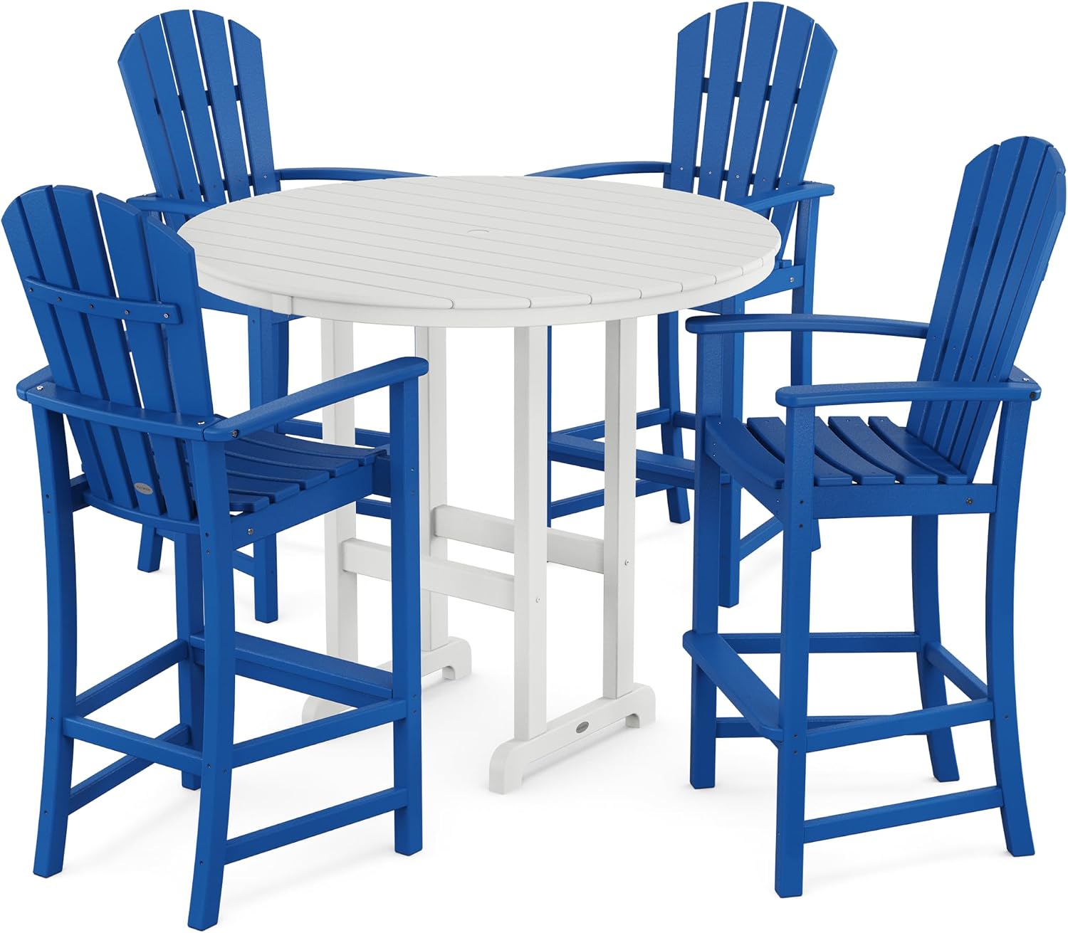 POLYWOOD Palm Coast 5-Piece Bar Set Black - Retro Style High Top Bistro Patio Furniture - HDPE Outdoor Bar Table and Chairs Set for Deck Garden Backyard
