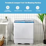 Giantex 10021US-BL-FP laveuse entièrement automatique Portable Compact, Blanc+Blue