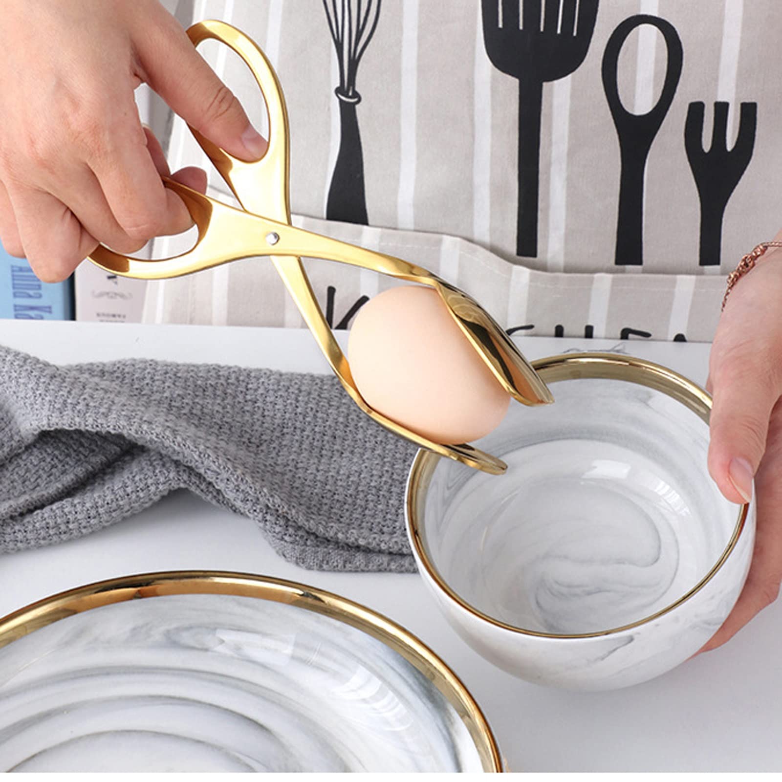Pinzas de Cocina Pinza para Alimentos Pinza para Pan de Acero Inoxidable Herramienta para Servir Ensalada de Huevos Pinza para repostería Utensilios de Cocina para Barbacoa de autoservicio (A)