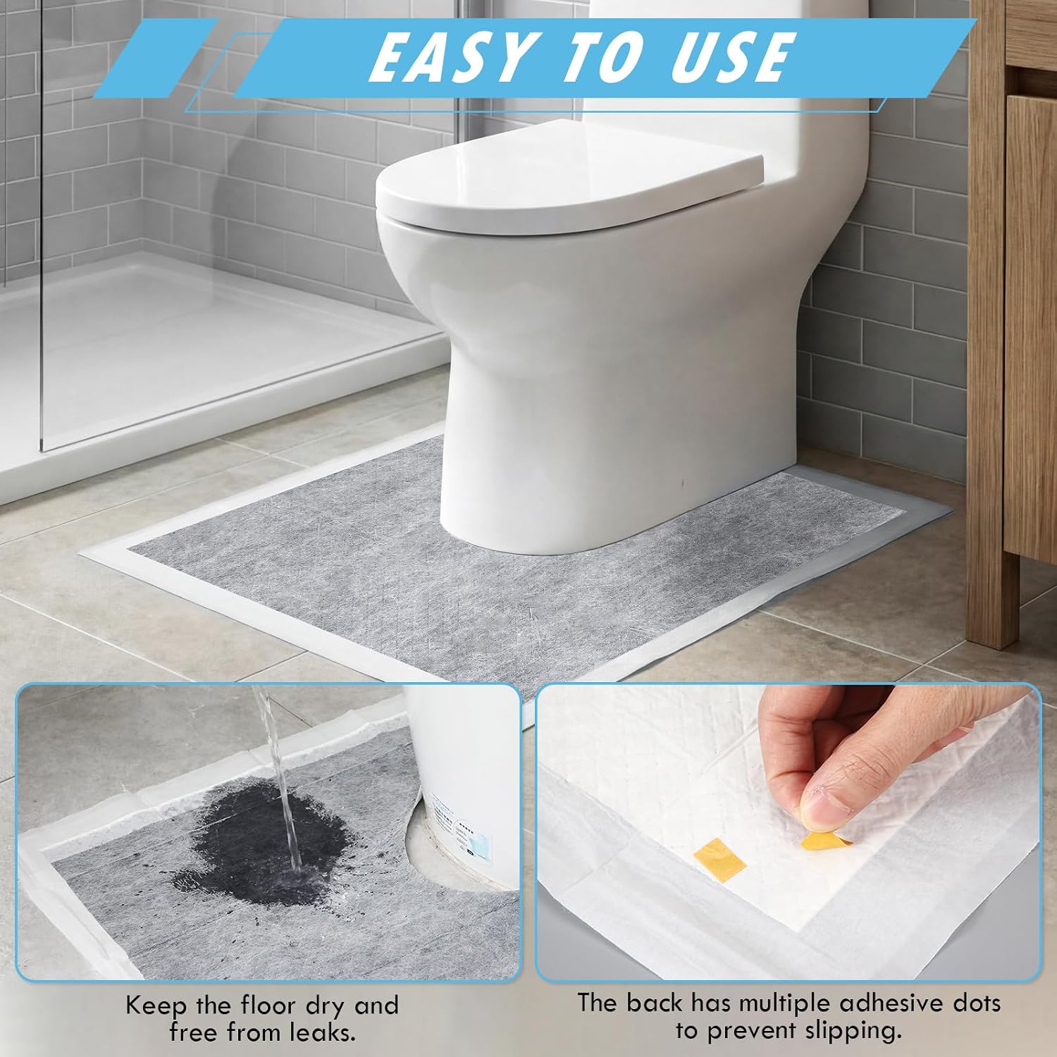 20 Pack Disposable Toilet Mats U Shaped Toilet Mat Absorbent Toilets Floor Protector Toilets Floor Protector from Urine for Potty Training, Anti Urine Commode Mat for Children (Gray)