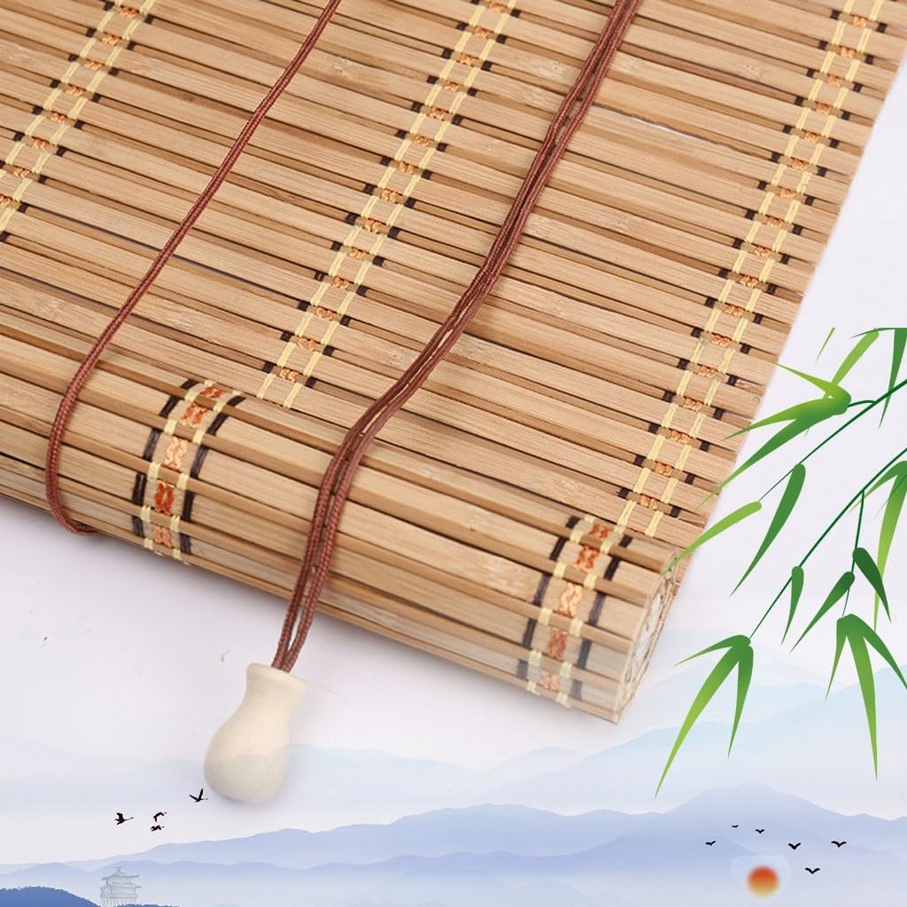 Bamboo Blinds,Bamboo Shades,Bamboo Blinds for Windows,Bamboo Roll Up Shades Privacy Screen for Outdoor Patios,Roman Window Shades,Window Shades for Home(Size:60W x100H cm/24x39in,Color:Walnut Color)