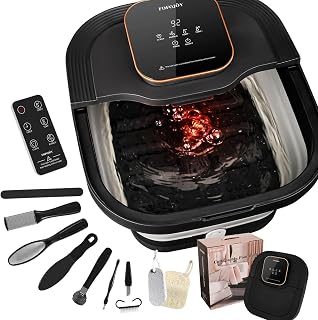 FOFOJÔY Collapsible Foot Spa Bath: Heat, Massage Rollers, Bubbles, Remote Control & Pedicure Kit for Relaxing Foot Care