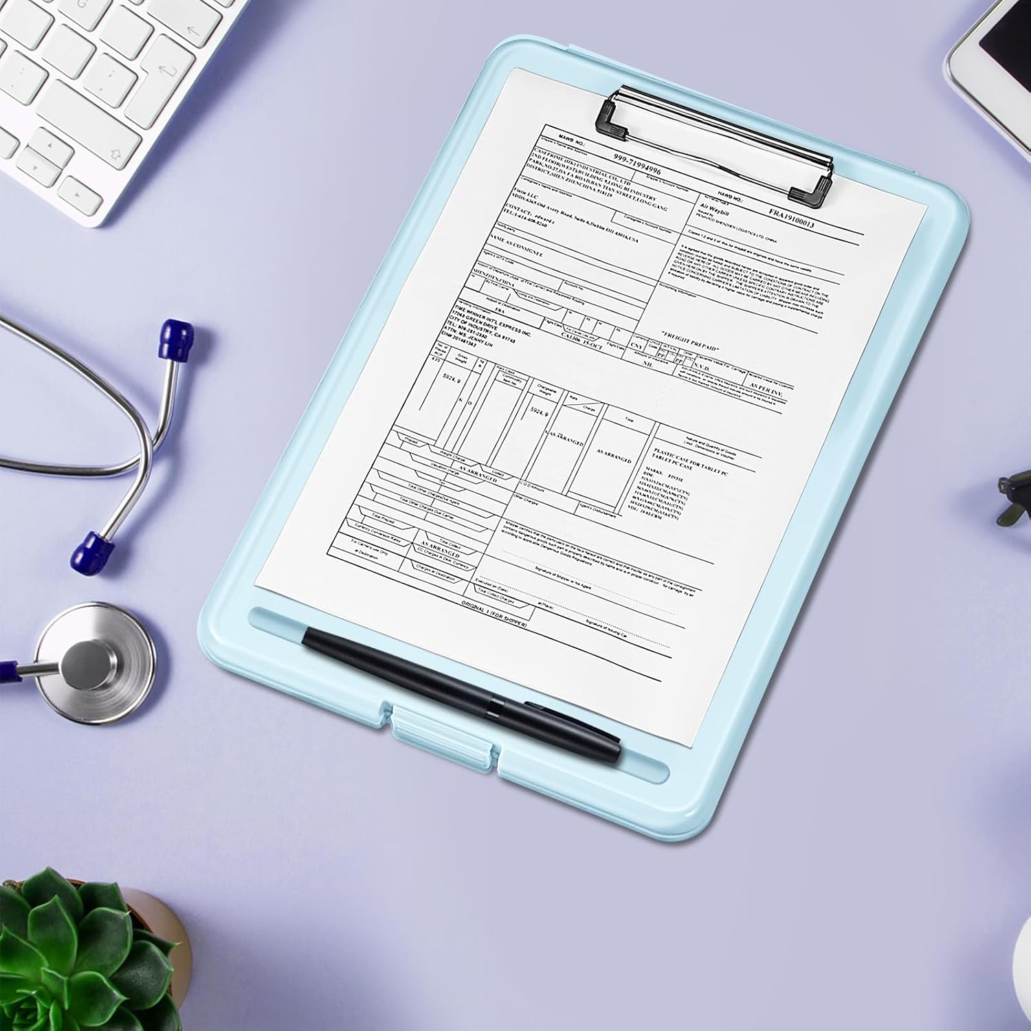 SITHON Nursing Clipboard with Storage, Heavy Duty Portable Writing Clipboard with Compartment Organizer for Nurse Doctor Medical Professionals Teachers Students Sales Coach School Office (Blue) image 4