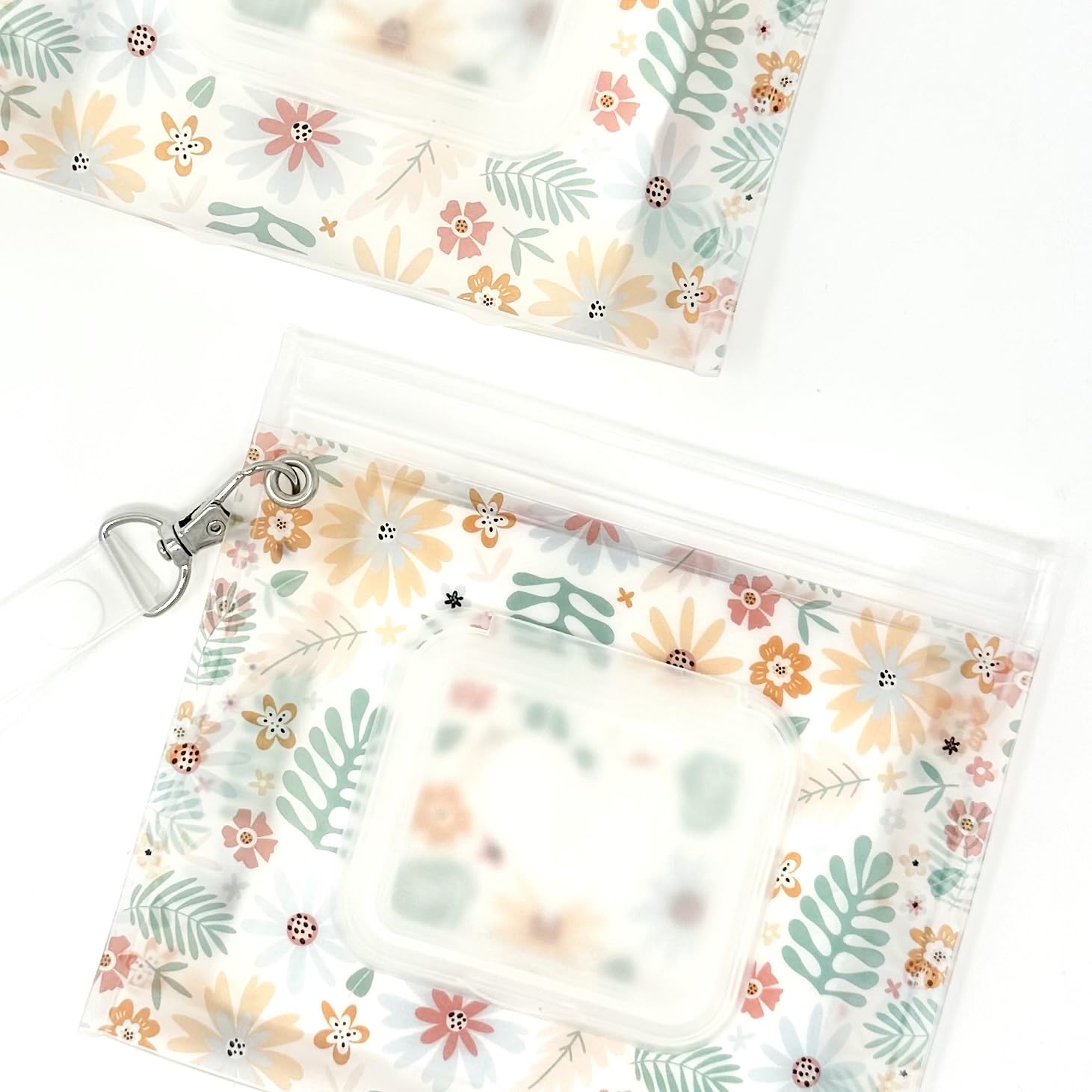 Orchid Hearts Portable & Refillable Wet Wipe Pouch - Reusable Baby Wipes Holder & Container, Mini Floral Love, 2pcs