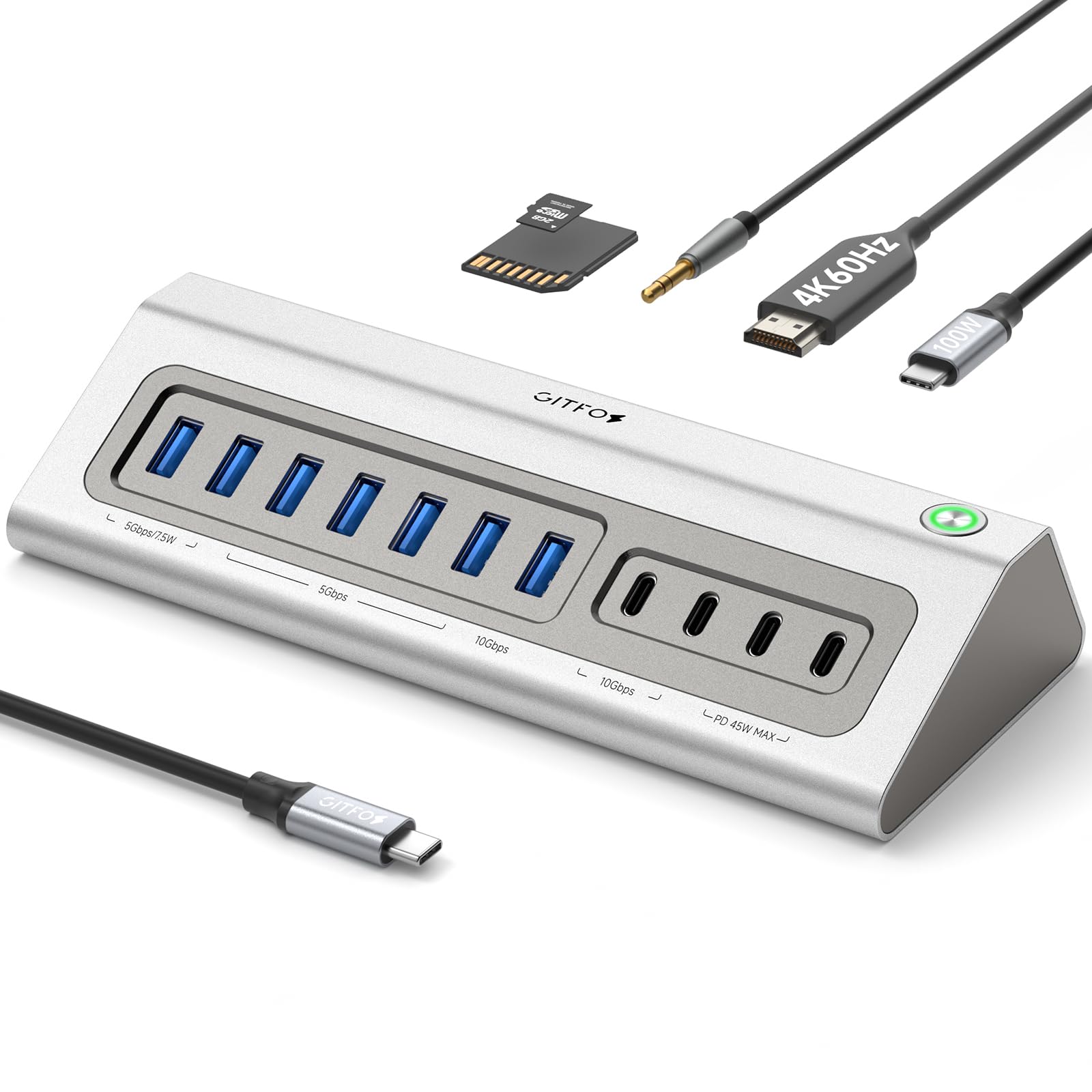 Amazon.co.jp: Gitfos Power USB C Hub 18 in 1 USB Hub 4K HDMI PD 