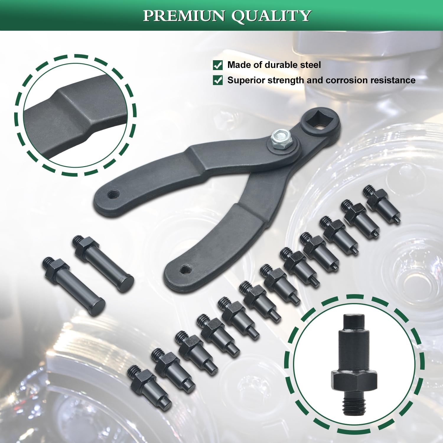 LainKeen Soporte universal de polea para árbol de levas, 15 piezas, kit