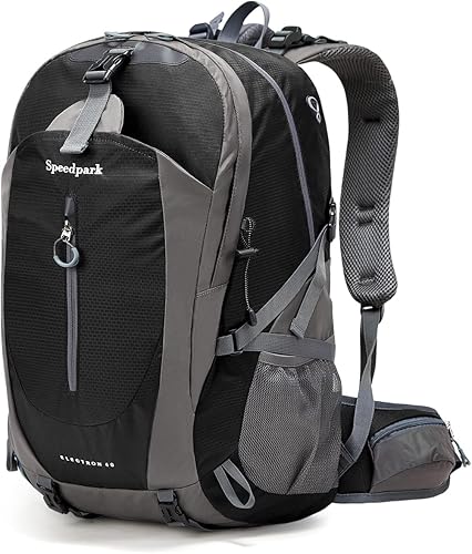 SPEEDPARK - Mochila de senderismo de 40L, impermeable, mochila de día para senderismo con cubierta contra la lluvia, mochilas de viaje de senderismo