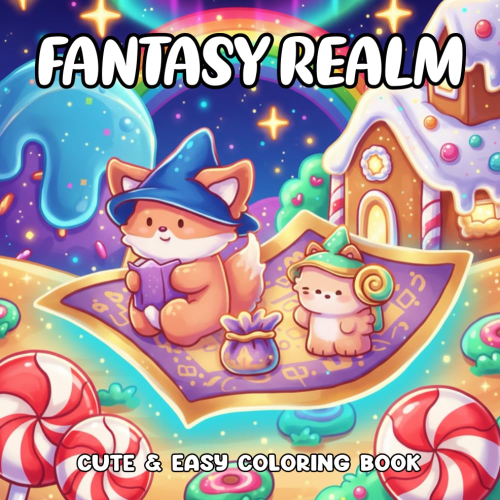 Cute Fantasy Realm Coloring Book: Adorable Fantasy Scenes Featuring Whimsical Creatures, Fairy Friends, and Dreamy Worlds for Relaxation and Creativity