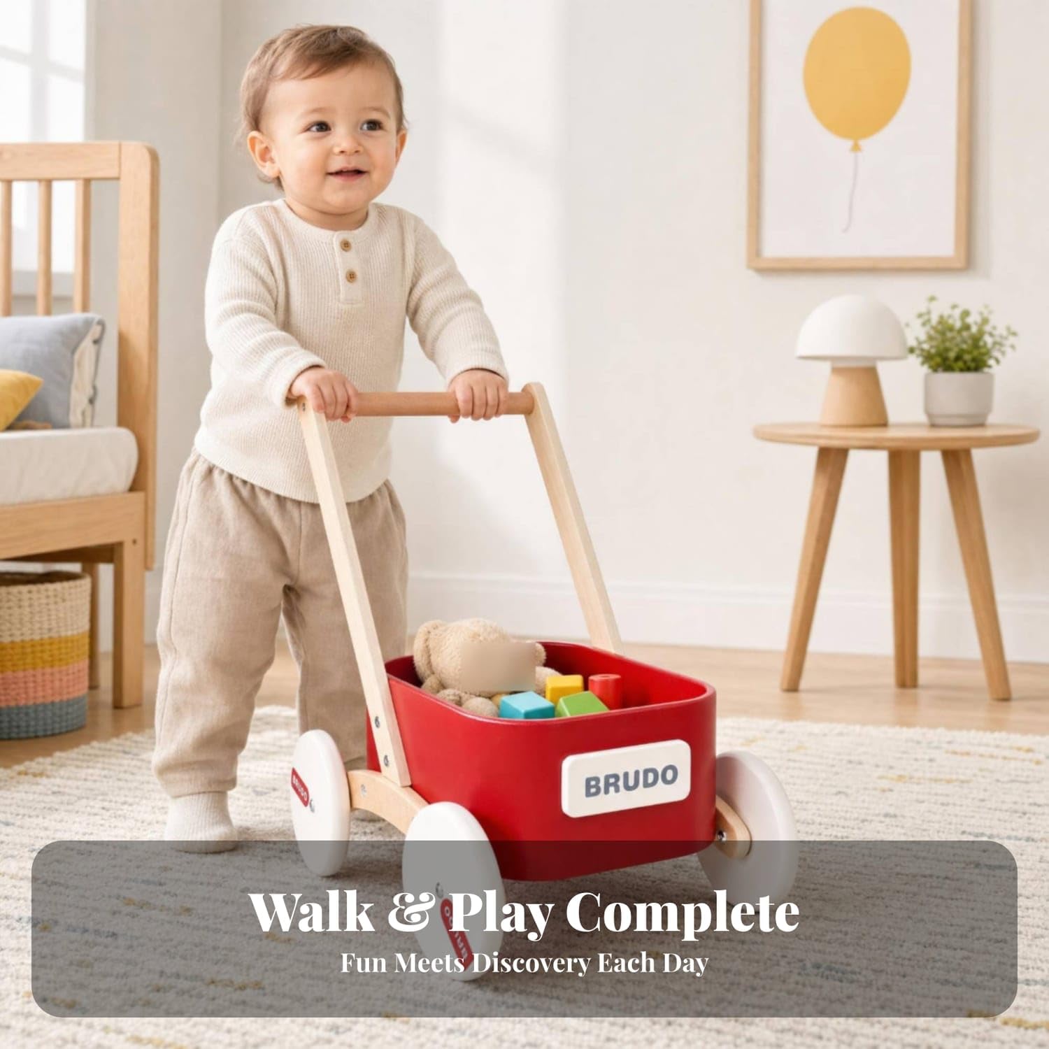 ZOOMELLA Slanted Frame Toy Storage Pusher Cart Horizontal