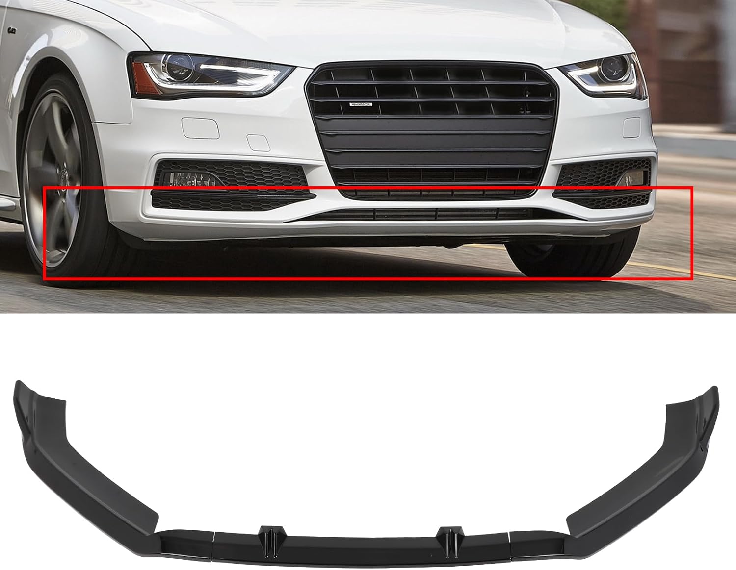 PP/Glossy Black Front Bumper Lip Splitter Fit for 2013-2016 for Audi A4/2013-2016 for Audi A4 Quattro/2013-2016 for Audi S4/Fit S-Line Models Package Only Front Lip Spoiler