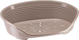Ferplast Cat Bed, Plastic Dog Bed Medium, Ventilation Holes and Non-Slip Rubber Feet for Added Stability 70,5 x 52 x h. 23.5 cm. Taupe