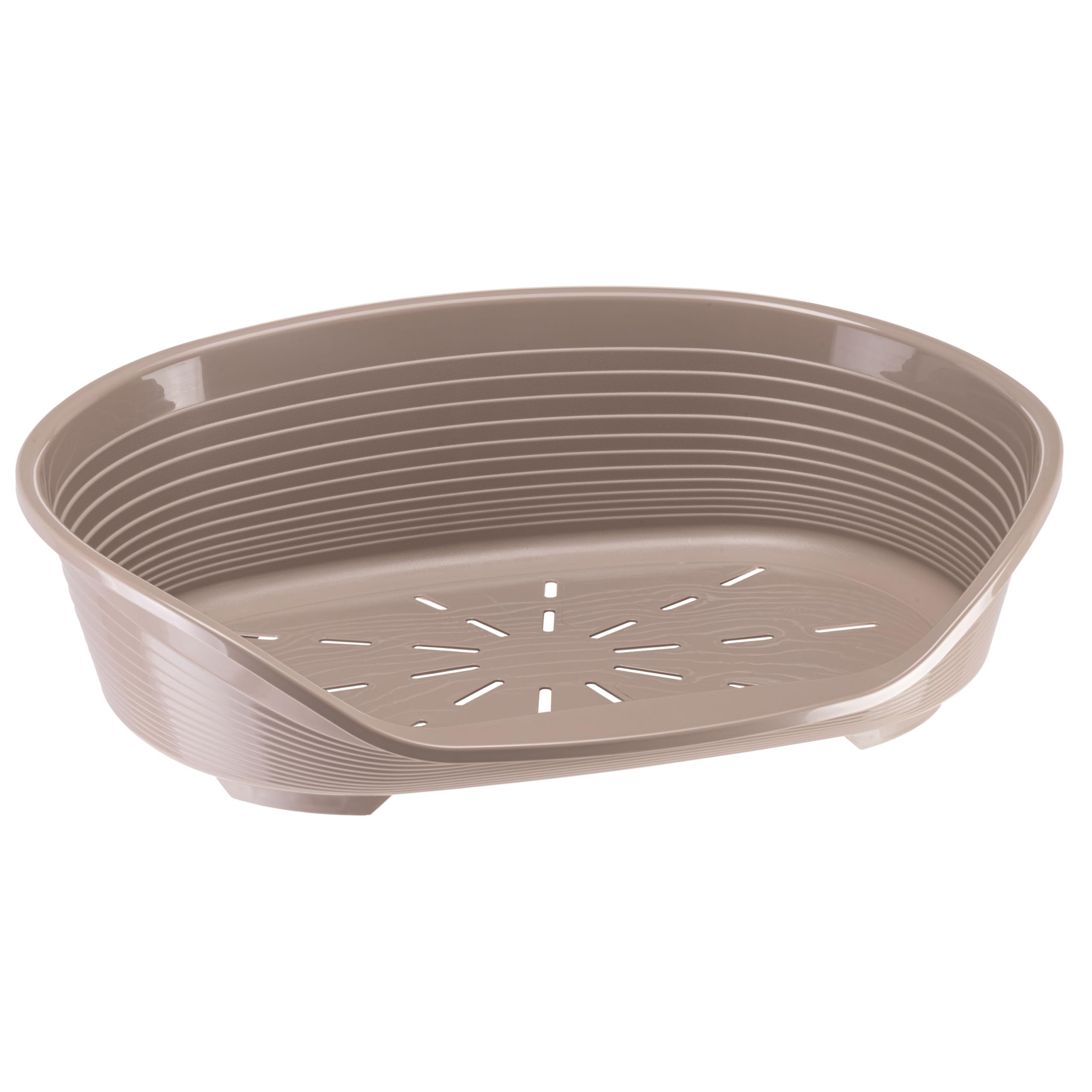 Ferplast Cuccia per Cani Cuccia in plastica per Cani taglia media 100% plastica riciclata Lettino per Cani lavabile traspirante e antiscivolo Siesta Deluxe, 82 x 59,5 x 25 cm., Tortora