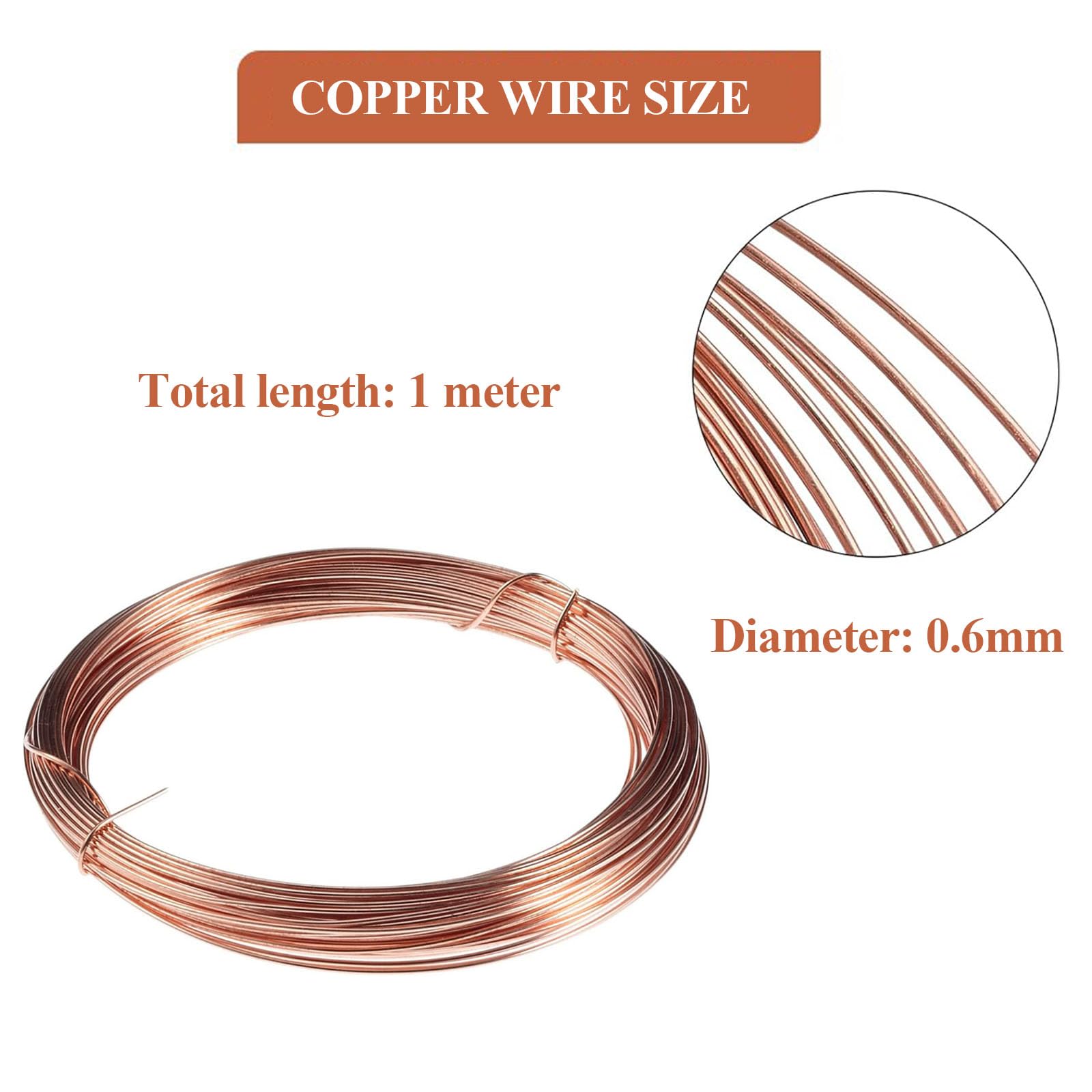 WSYCWG 1 Meter Pure Copper Wire, T2 Copper Wire Diameter 0.2-0.6Mm Suitable for Electrical Equipment and Industrial Applications,Diameter 0.6mm