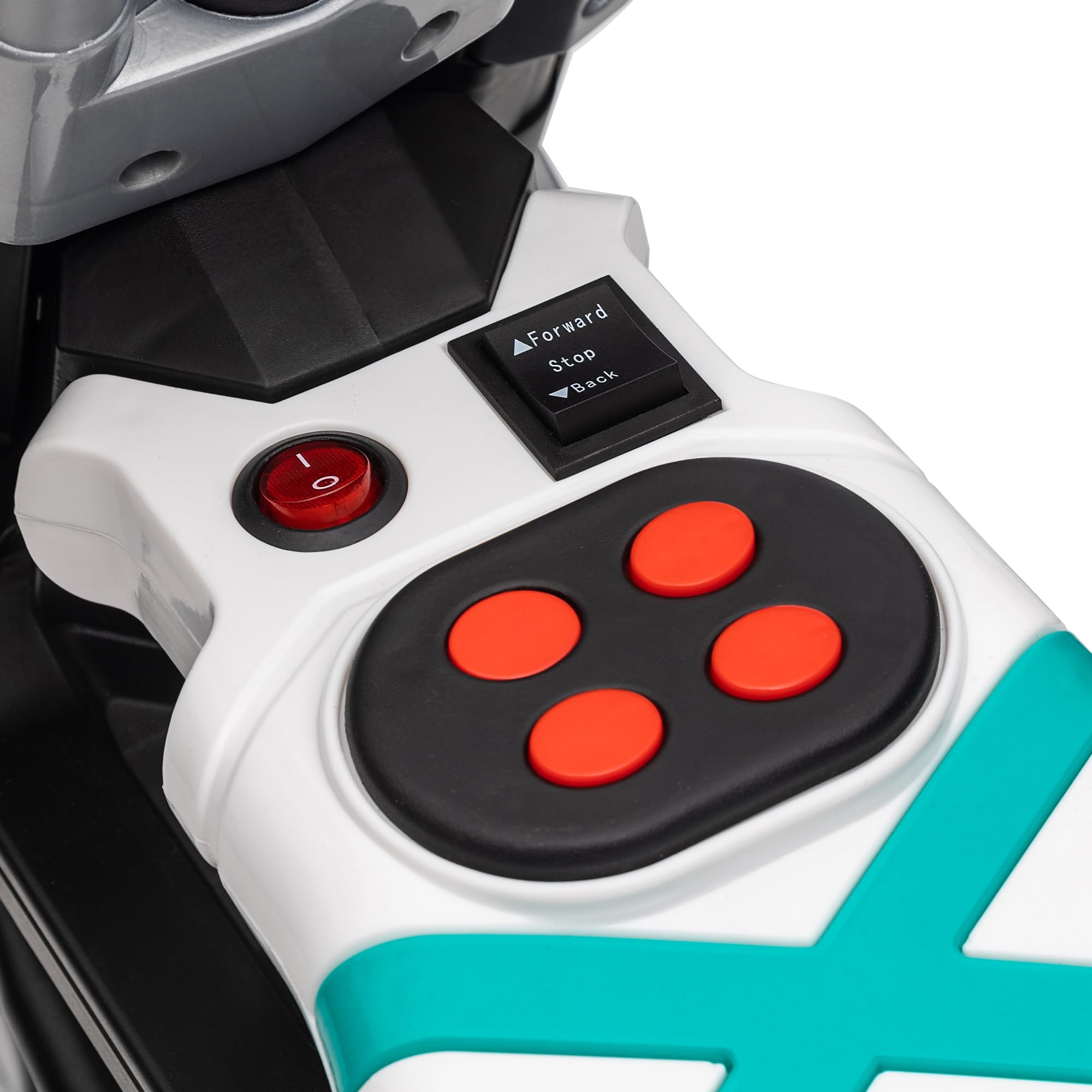 HOMCOM Moto Elettrica per Bambini 6V con Rotelle, Clacson, 4 Fari e Musica, Motorino Elettrico per Bambini 3-5 Anni in PP e Metallo, Velocità 3 km/h, 86x44x58 cm, Bianca