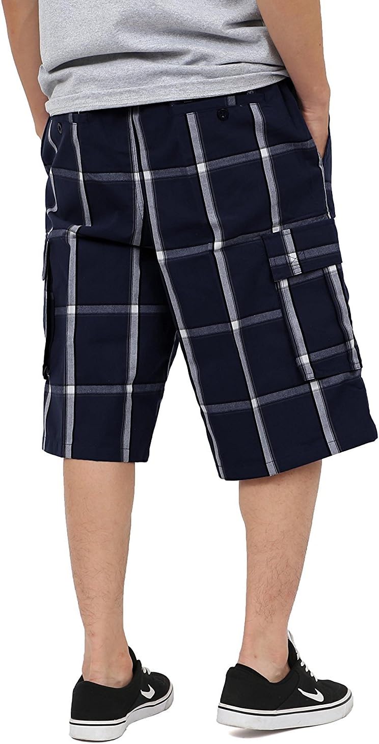 Shaka Wear Plaid Cargo Shorts for Men, Sizes S-5XL (Medium, Navy) - Image 2