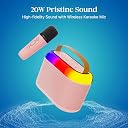 pTron Newly Launched Fusion Joy 20W Bluetooth Speaker with Wireless Karaoke Mic, 6Hrs Playtime, Vivid RGB Lights, Voice Effects, Multi-Play Modes BT5.3/TF Card & Type-C Charging Port (Light Pink) gallery image