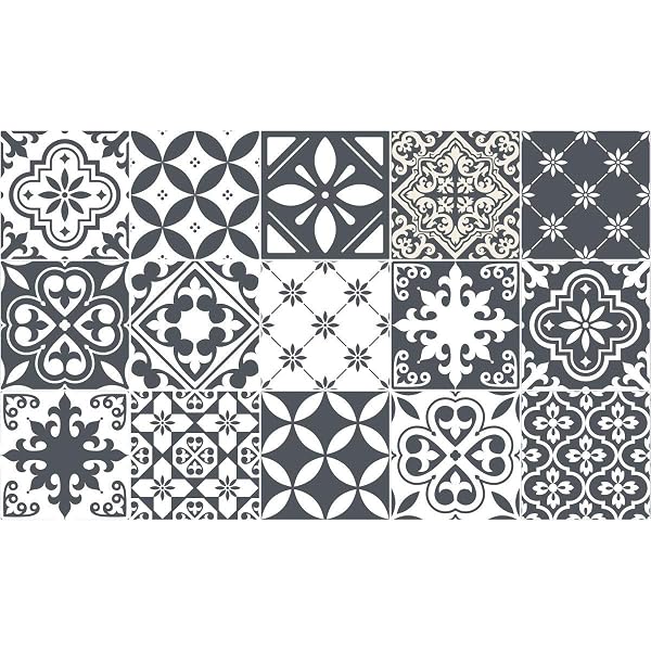 Ambiance Sticker Adesivi Autoadesivi, Decorazioni Murali, Adesivi per Piastrelle per Bagno e Cucina Nuance de Gris Romantique - 15 Piastrelle Adesive 20 x 20 cm