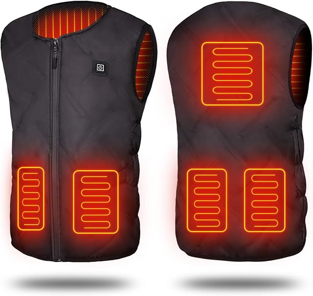 Electric Heated Vest, USB Warm Jacket Gilet for Men Women, 3 Adjustable Temperature, 5 Heating Zones, Washable Lightweight Heated Body Warmer for Winter Outdoor Motorcycle Skiing Fishing Hiking