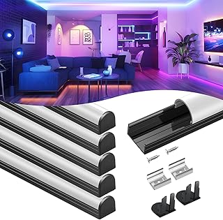 Sponsored Ad - VST 6Pack 3.3FT/1M Excellent Spotless LED Channel System with Milky White Cover Black Aluminum U Shape LED ...