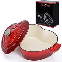 MIAMIO - Four Hollandais en fonte émaillée en forme de cœur, pot antiadhésif/Cadeau pour Noël, convient à tous les types de chaleur (3 L, 24 cm)