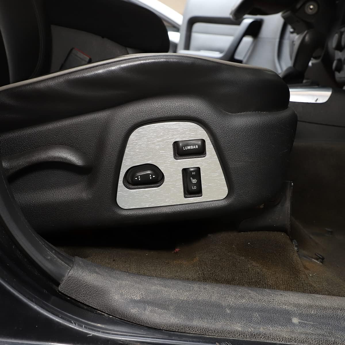 PIUGILH Front Seat Adjustment Button Switch Panel Trim Cover Aluminum Alloy Interior Accessories Trim Cover for Hummer H3 2005-2009,2 Pcs