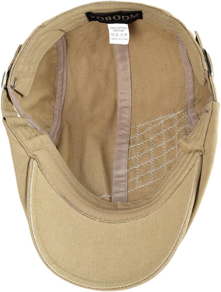 VOBOOM Men Cotton Adjustable Newsboy Beret Ivy Cap Cabbie Flat Hat - Image 5