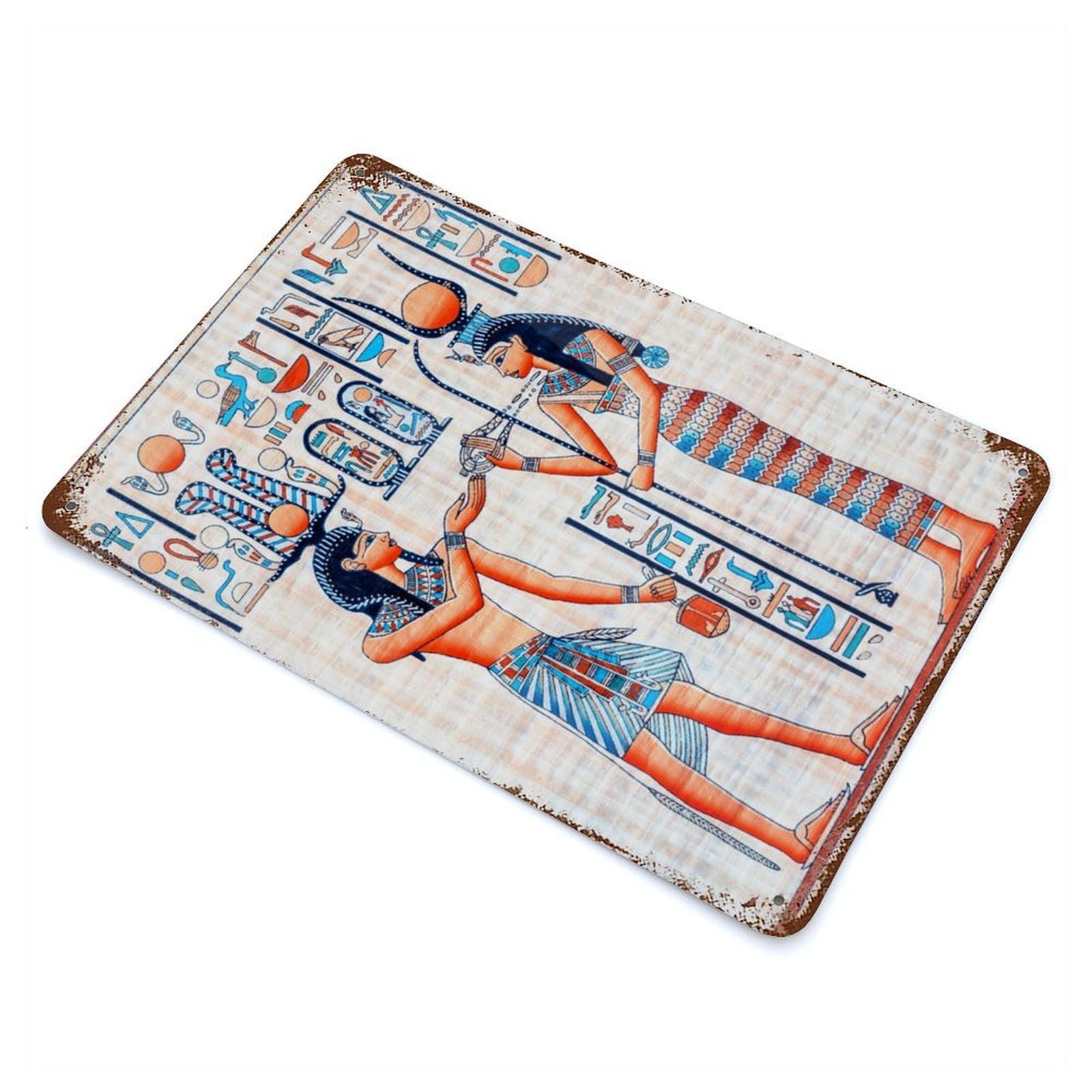 Ancient Egypt Vintage Wall Sign 11.8"x7.9", Rust Effect Metal Decor for Cafe, Home Bar And Lounge Decor