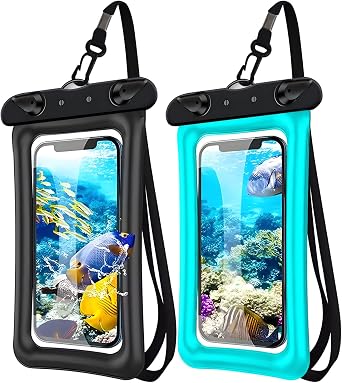 2 Pack Waterproof Floating Phone Pouch IPX8 Floatable Waterproof Phone Case with Lanyard Strap Universal Dry Bags Underwater Case Wallet for iPhone 17/Air16 15 14 13 12 Samsung,Up to 7.2" for Swimming