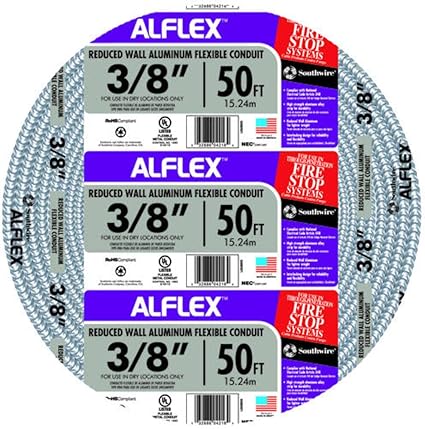 Southwire Fo3750050m Aluminum Flex Conduit, 3/8 X 50'