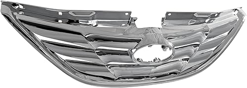 Miniatura 3 de Evan Fischer Conjunto de rejilla compatible con Hyundai Sonata 2011-2013 carcasa cromada con inserto de plástico pintable