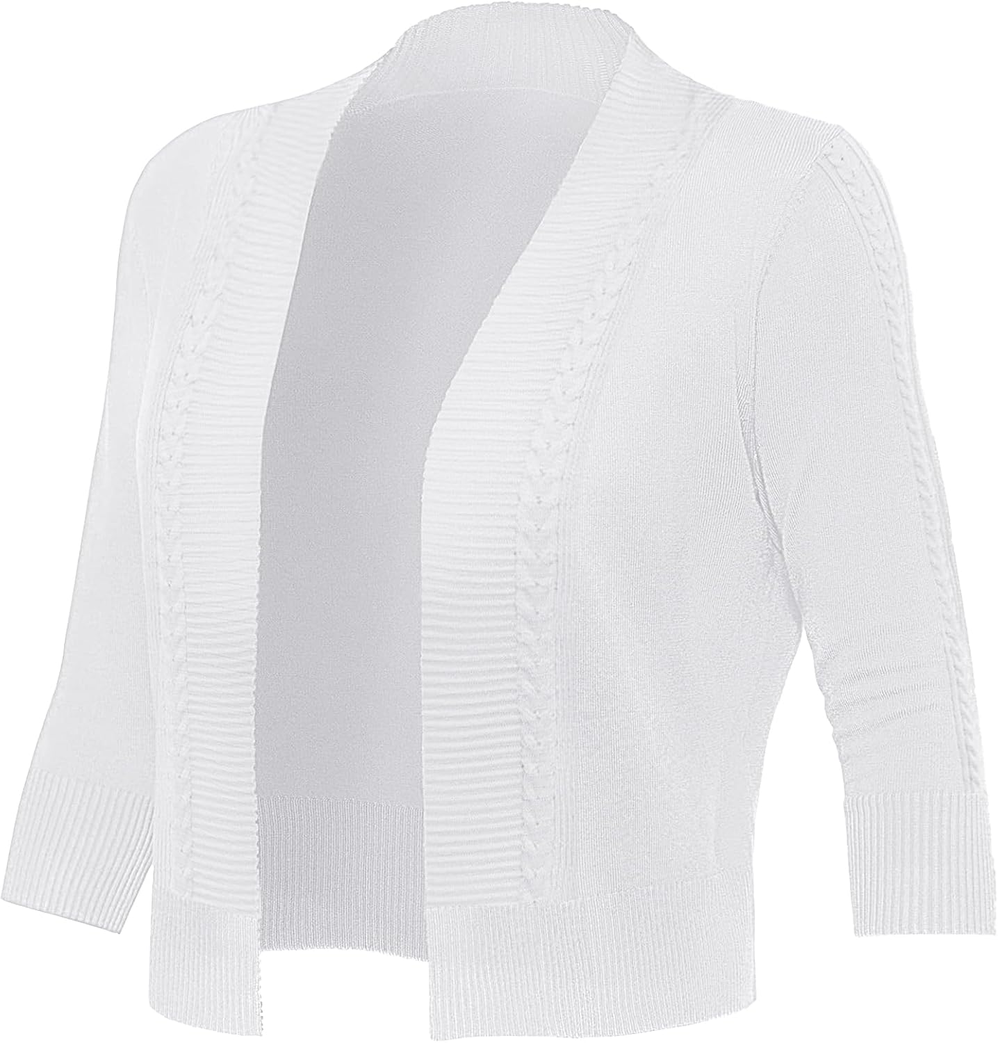 Women's Cropped Cardigan Sweater 3/4 Sleeve Open Front Bolero Shrug Sweaters Soft Cotton Knit Jacket Top - Image 5