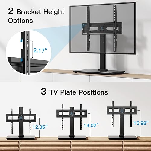Miniatura 3 de PERLESMITH - Soporte universal para TV de mesa para televisores LCD LED OLED 4K de pantalla plana de 32 a 65 pulgadas - Soporte de TV de altura