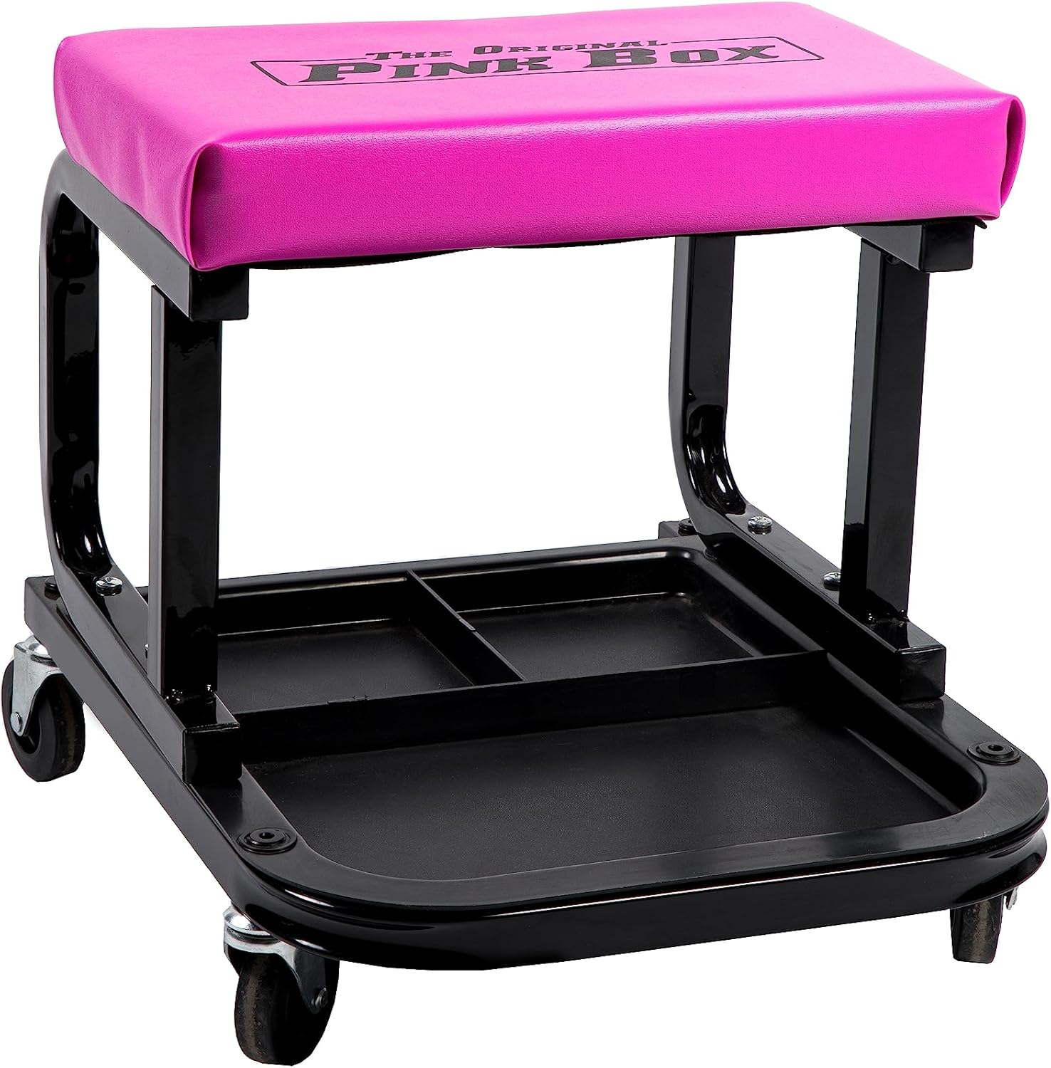 The Original Pink Box Rolling Creeper Seat with Tool Tray, Pink