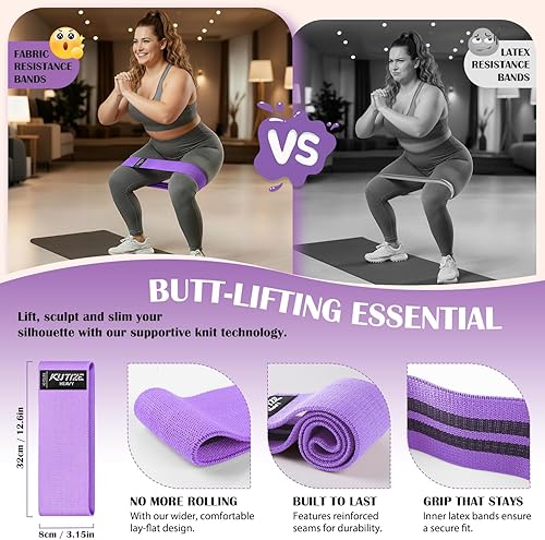 Miniatura 5 de Juego de bandas de resistencia al tobillo con puños y bandas de resistencia de tela, equipo de entrenamiento de piernas y glúteos para mujeres y