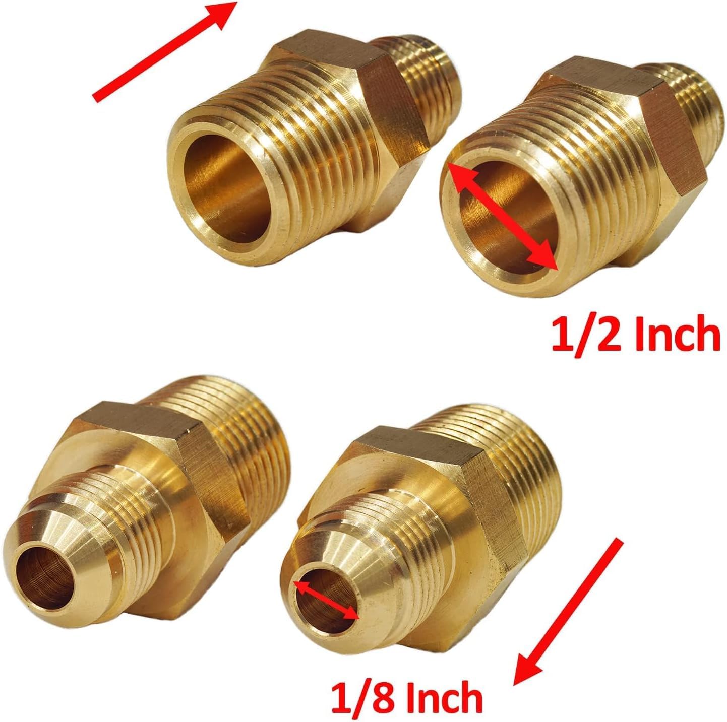 1/2" Natural Gas Pressure Regulator with 2 Brass Adapters (1/2" to 3/8" Male Thread), NG/LPG Convertible, 1/2" PSI Inlet, 4-10" WC Outlet, Low-Pressure, Ideal for Grill, Heater, Oven, Stove, Cooktops
