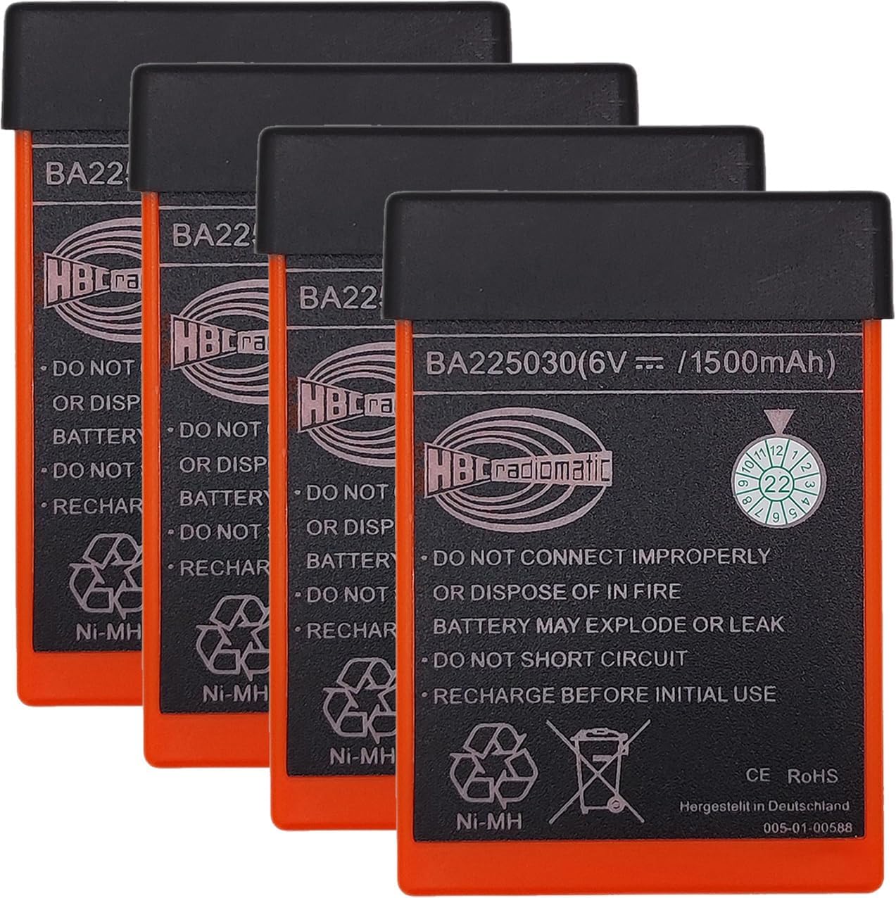 (4PCS/Set) 6V 2100mAh BA225030 Ni-Mh Rechargeable Battery Replace HBC Radiomatic Battery BA225000 BA225031 BA205030 FuB05AA BA225030 BA225001 for HBC Crane Remote Control Pump Truck