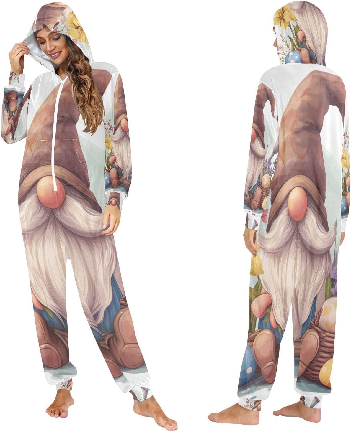 Gnomes Lavender Unisex Adult Onesie Pajamas Comfy One Piece Costume Jumpsuits Novelty Sleepwear Homewear for Men Women