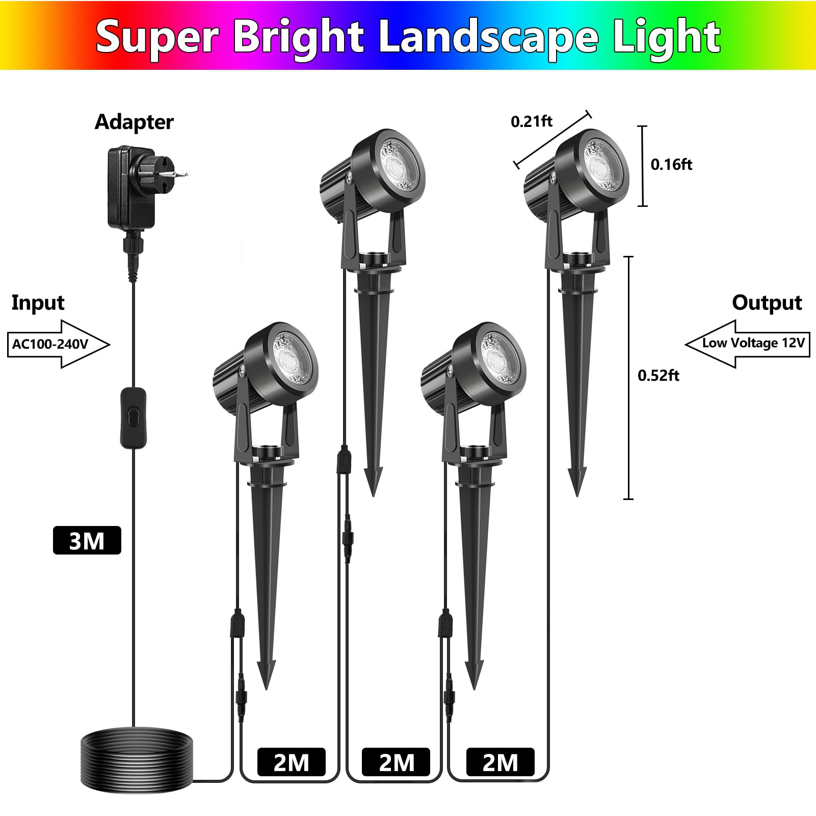 NATPOW Led Tuinverlichting 3000K tuinverlichting met grondpen, 270°wisselende tuinspot met adapter 19M, IP65 Waterdicht decoratief voor tuin gazon buitenoprit(8-in-1 NATPOW Led Tuinverlichting 3000K tuinverlichting met grondpen, 270°wisselende tuinspot met adapter 19M, IP65 Waterdicht decoratief voor tuin gazon buitenoprit(8-in-1