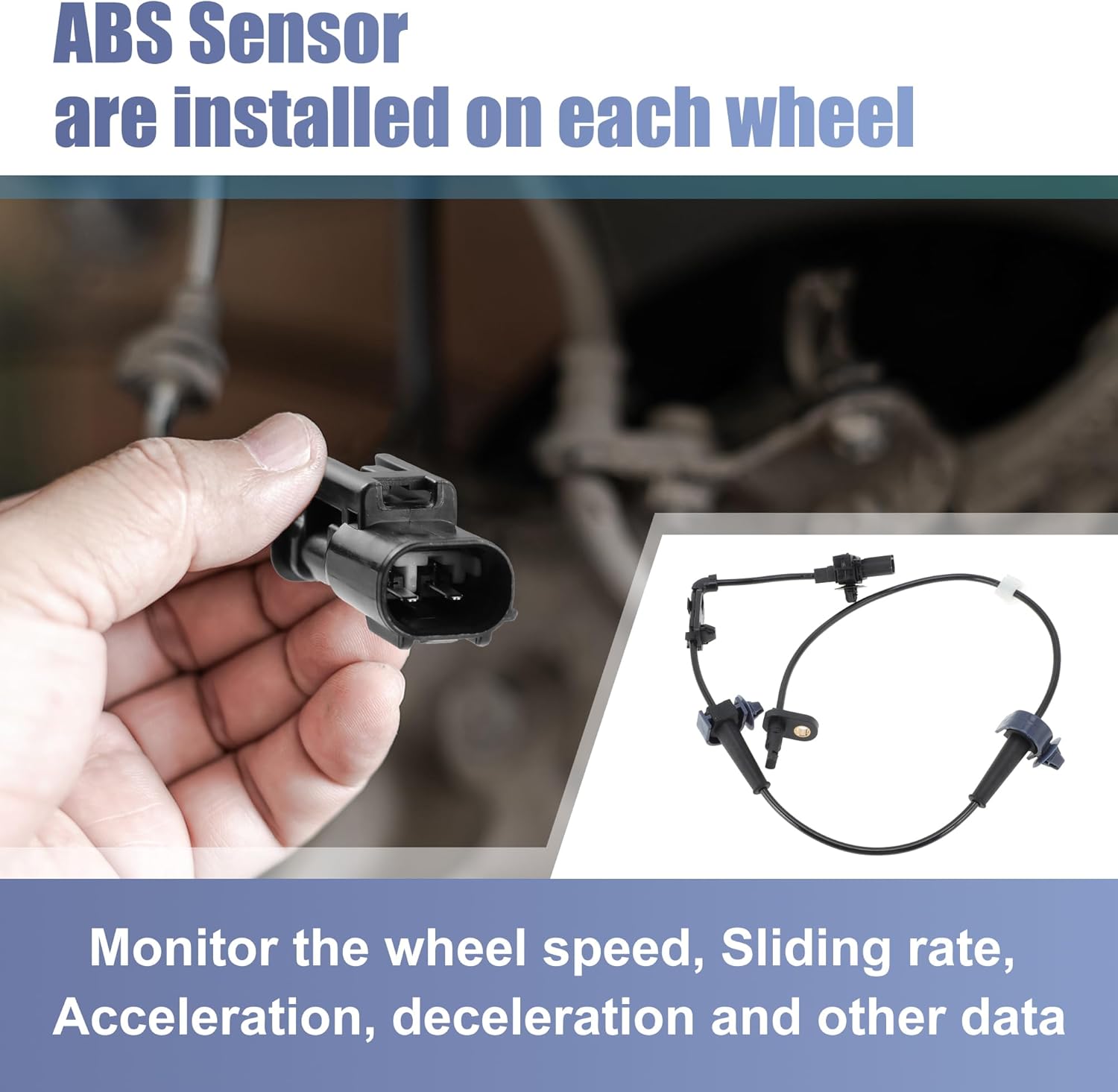 uxcell 4pcs Front Rear Left Right ABS Sensor Wheel Speed Sensor No.57450TR3A02/57455TR3A02/57470TR0013/57475TR0013 for Honda Civic 2012-2015