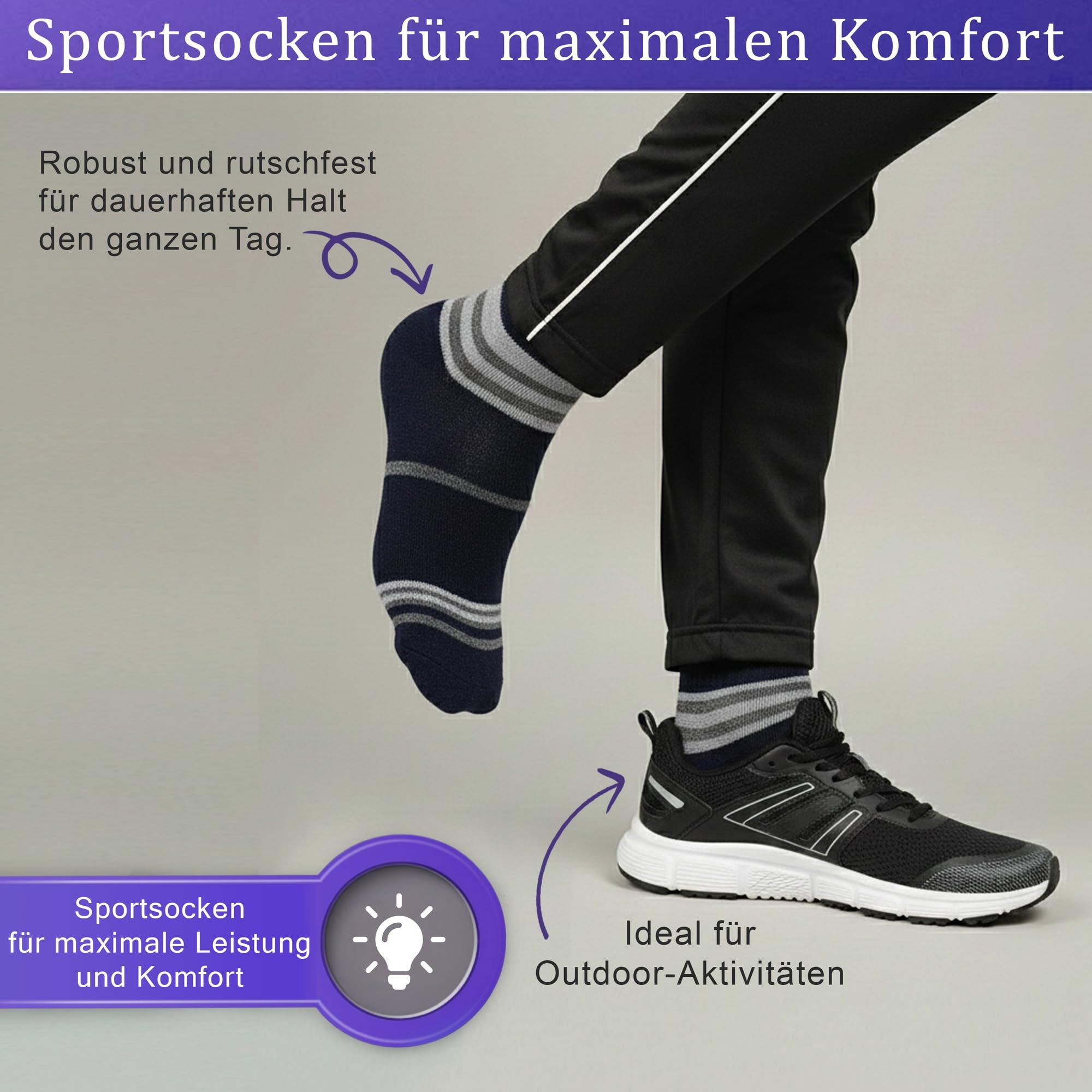 German Wear Sportsocken Frotteesocken Atmungsaktive Trainingssocken für Laufen Fitness & Alltag Socken