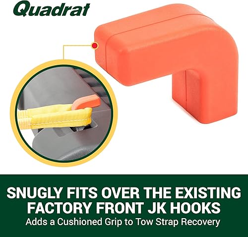 Miniatura 9 de Quadratec Juego de 2 fundas de gancho de remolque de fábrica, color azul, se adapta a Jeep Wrangler JK, JL, Gladiator JT 2007-2023 parachoques