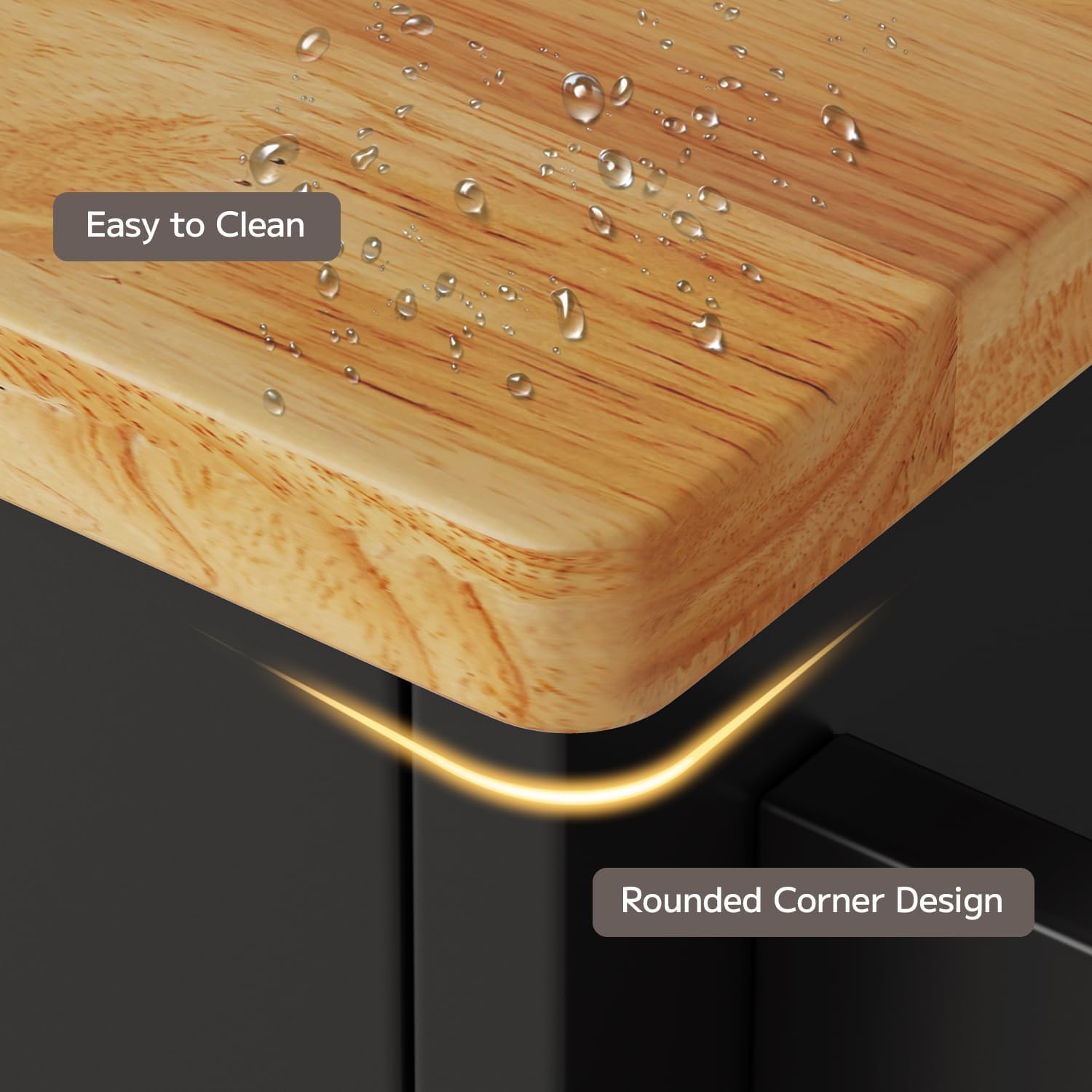 Gizoon Kitchen Island Cart on Wheels, with Thickened Wooden Countertop, Rolling Serving Utility Cart with Drawers and Doors, Bar Cart with Adjustable Shelf and Removable Tray for Dining Room, Black