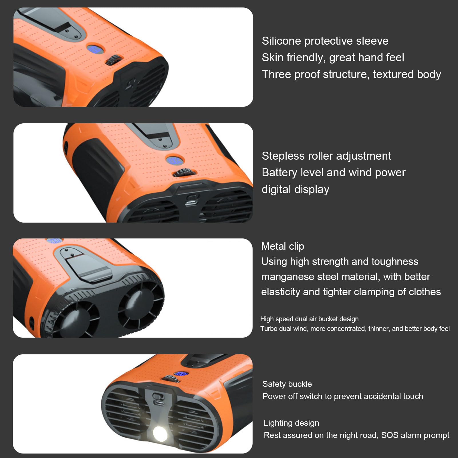 Keenso Clip Ventilador de Cintura con Batería de 10000mAh, para Uso