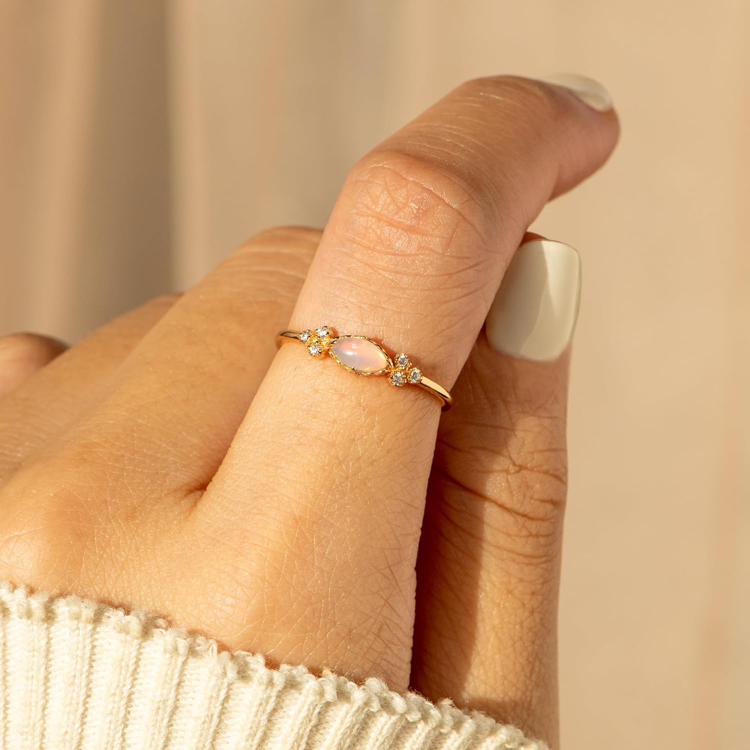 STORYJEWELLERY Pinky Ring for Women, Oval Ring, Gold Plated Sterling Silver Rings, Stackable Rings for Women, Gifts for Her - Image 5