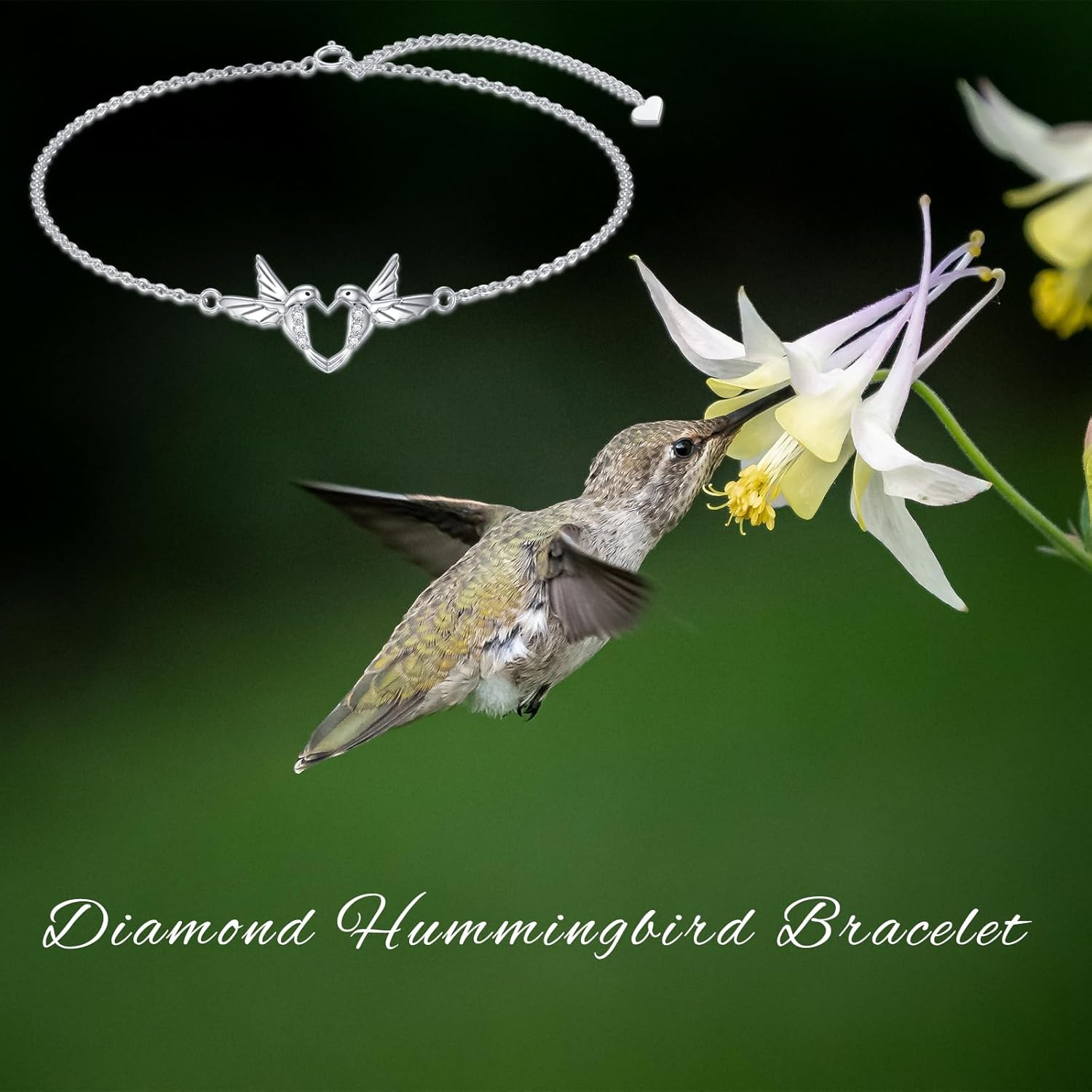 Diamond Hummingbird Bracelet for Women 925 Sterling Silver Hummingbird Bracelets with Lab Grown Diamond Jewelry Gifts for Mom Wife Daughter Girlfriend Sister Friend - Image 7
