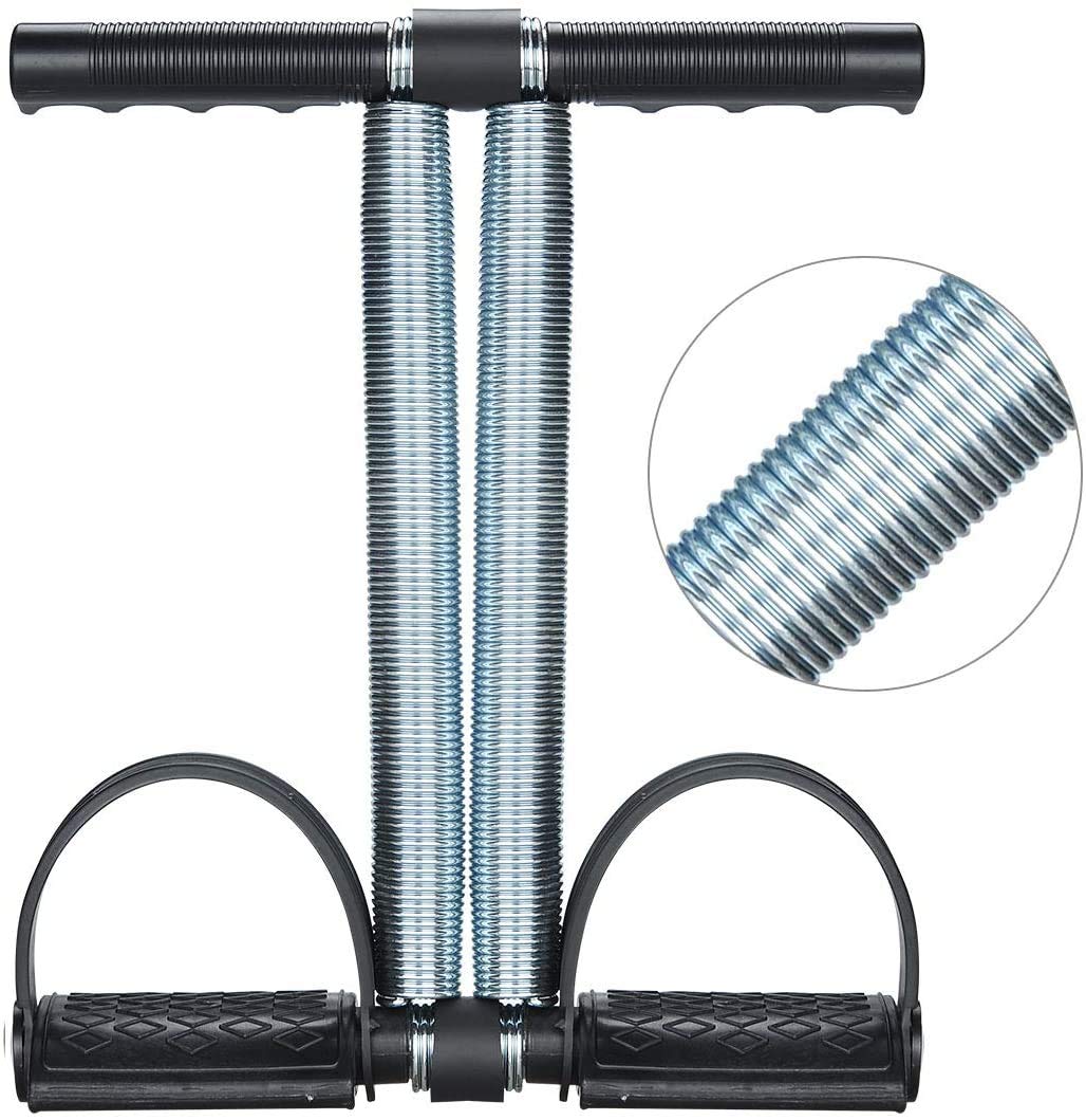 VIRTUAL WORLD Sit Up Pull Rope Spring Tension Foot Pedal Abdomen Leg Exerciser Tummy Trimmer Equipment Bodybuilding Expander for Fitness Yoga Training (Black)