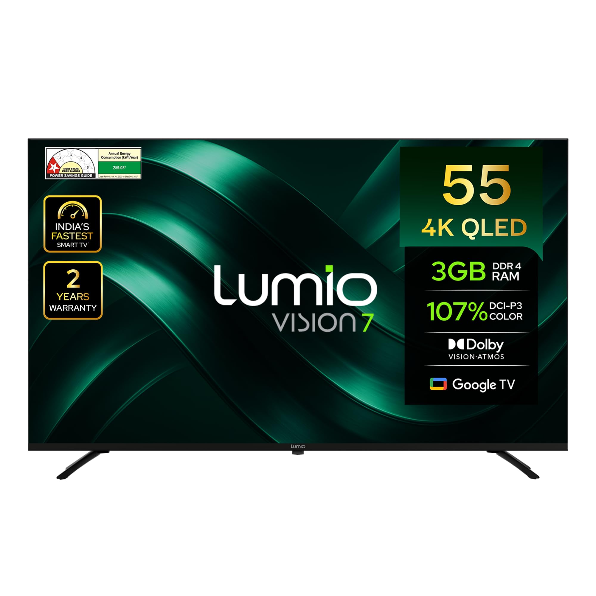 Lumio Vision 7 139 cm (55 inches) 4K Ultra-HD Smart QLED Google TV FTW3-ADSG