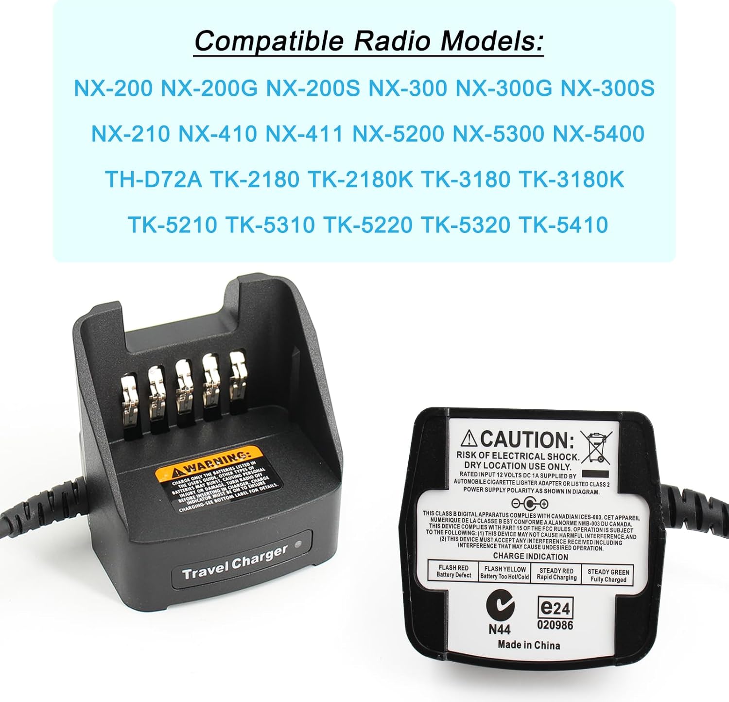KVC-21 KSC-32 Travel Charger Fit for Radio TK-2180 TK-3180 TK-5210 TK-5310 TK-5220 TK-5320 NX-5200 NX-5300 NX-5400 NX-200 NX-300 NX-210 NX-410, KNB-33L KNB-48L Battery Car Charger